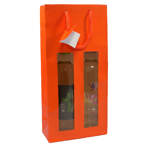 Poche orange 2 bouteilles avec fenêtre - Blanchet Viniti