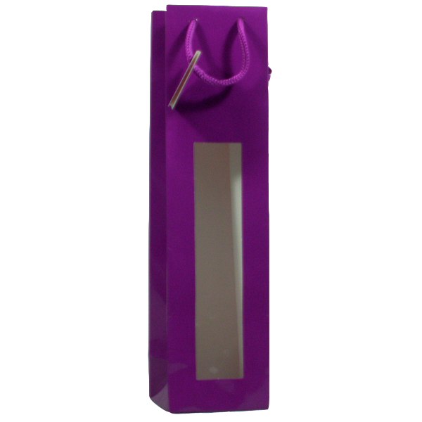 Poche violette 1 bouteille avec fenêtre et poignées en corde - Blanchet Viniti