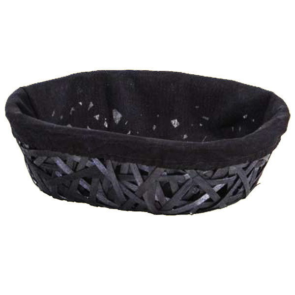 Panier ovale osier et tissu noir - Blanchet Viniti