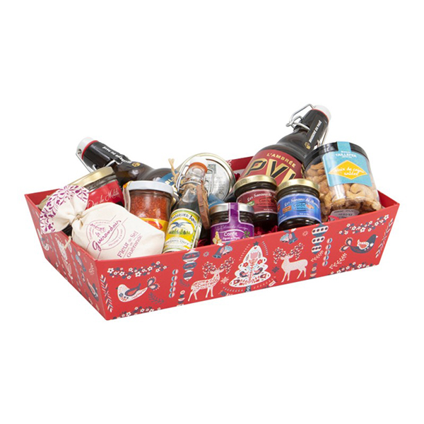 corbeille carton décor scandinave rouge moyen modèle Blanchet Viniti