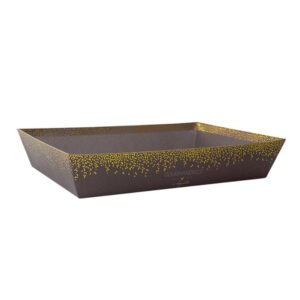 Corbeille carton décor "Gourmandises à déguster" Taupe et Doré