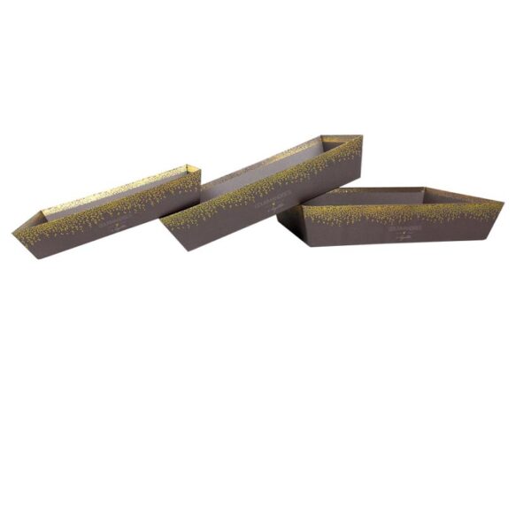 Corbeille carton décor "Gourmandises à déguster" Taupe et Doré – Image 3