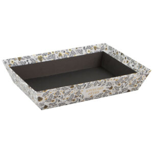 Corbeille Carton Joyeuses Fêtes Noir, Blanc et Doré petit modèle