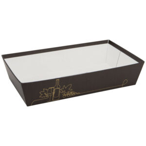 corbeille carton rectangulaire chocolat et doré Au fil du Vin à remplir