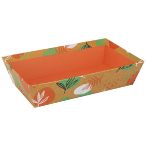Corbeille carton rectangulaire orange décor Canyon à remplir